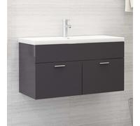 vidaXL Mobile Bagno con Lavabo Integrato Grigio Lucido in Truciolato