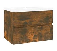 vidaXL Mobile Bagno con Lavabo Integrato Rovere Fumo Legno Multistrato, 60 x 38.5 x 45 cm