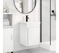 vidaXL Mobile bagno con rubinetto, bianco, 42 x 40 x 74,5 cm, mobile da bagno, set di vanità contemporaneo, mobile da bagno compatto, organizer salvaspazio, montaggio moderno per interni