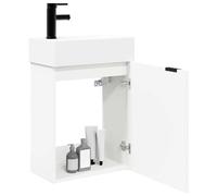 vidaXL Mobile bagno con rubinetto Bianco 45,5 x 22,5 x 84 cm, Mobile bagno elegante, unità storage moderna, organizer efficiente, vanità in legno, supporto salvaspazio