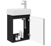 vidaXL Mobile bagno con rubinetto Nero 45,5 x 22,5 x 84 cm,