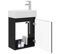 vidaXL Mobile bagno con rubinetto Nero 45,5 x 22,5 x 84 cm,