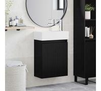 vidaXL Mobile bagno con rubinetto Nero 45,5 x 22,5 x 84 cm,