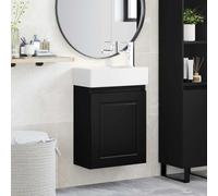 vidaXL Mobile bagno con rubinetto Nero 45,5 x 22,5 x 84 cm