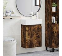 vidaXL Mobile bagno con rubinetto Rovere Fumo 45,5 x 22,5 x 84 cm,