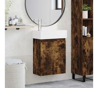 vidaXL Mobile bagno con rubinetto Rovere Fumo 45,5 x 22,5 x 84 cm