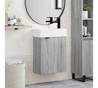 vidaXL Mobile da bagno con rubinetto, grigio Sonoma, 45,5 x 22,5 x 84 cm, elegante mobiletto da bagno, mobiletto portaoggetti moderno, organizer efficiente, mobile in legno ingegnerizzato, porta