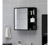 vidaXL Mobile Bagno con Specchio Nero 62,5x20,5x64cm Legno Multistrato