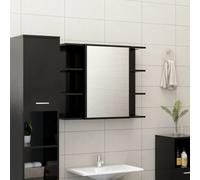 vidaXL Armadietto a Specchio Specchiera Mobiletto Arredamento Pensile Scaffale Bagno Dispensa Mobile Muro Sospeso Nero in Truciolato