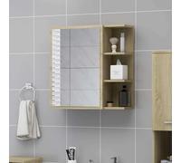 vidaXL Mobile Bagno con Specchio Rovere Sonoma 62,5x20,5x64Multistrato