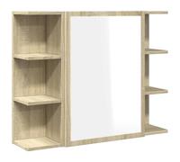 vidaXL Mobile Bagno con Specchio Rovere Sonoma 80x20,5x64 Multistrato, Mobile da Bagno a Muro, Mobile portaoggetti da Bagno, Mobile da Bagno