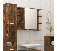 vidaXL Mobile Bagno Specchio Rovere Fumo 80x20,5x64 Legno Multistrato