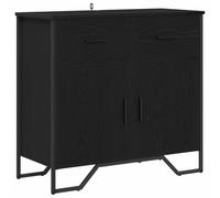 vidaXL Mobile buffet moderno in nero e rovere, ampio, con finitura opaca. Fatto in legno ingegnerizzato. Ha porte a battente e le misure sono 79,5 x 35,5 x 74,5 cm. Montaggio facile con un cacciavit