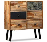 vidaXL Mobile con 6 Cassetti in Teak Massello di Recupero 70x30x76 cm
