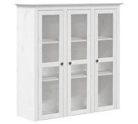 vidaXL Mobile con Ante in Vetro BODO in Legno Massello di Pino Bianco, armadietto con Ante in Vetro, vetrinetta, libreria, vetrina, Mobile espositivo