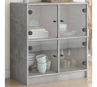 vidaXL Mobile con Ante in Vetro Grigio Cemento 68x37x75,5 cm