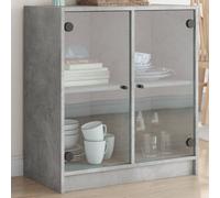 vidaXL Mobile con Ante in Vetro Grigio Cemento 68x37x75,5 cm