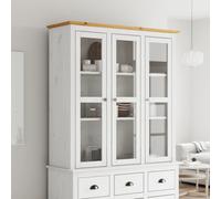 vidaXL Mobile con Ante Vetro BODO Legno Massello Pino Bianco e Marrone