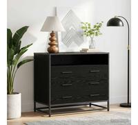 vidaXL Mobile con Cassetti 3-Cassetto Rovere nero 70 x 41 x 70 cm
