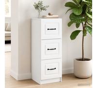 vidaXL Mobile con Cassetti Bianco 33 x 34,5 x 87 cm, Mobile contenitore per soggiorno, armadio rettangolare con cassetti ampi, arredamento moderno, ottimizza lo spazio