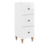 vidaXL Mobile con Cassetti Bianco Lucido 33 x 34,5 x 90 cm, Ampio spazio di archiviazione per il soggiorno, mobiletto vintage, cassettiera rettangolare, design moderno, unità organizzativa verticale