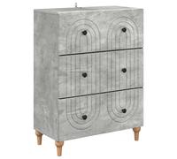 vidaXL Mobile con Cassetti Grigio Cemento 66 x 34,5 x 90 cm