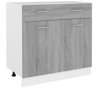 AX Mobiletto Cucina Ante 80x46x81.5cm Cassetto Portaoggetti Grigio Sonoma 815580