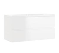 vidaXL Mobile con Lavabo Integrato Bianco Lucido in Legno Multistrato