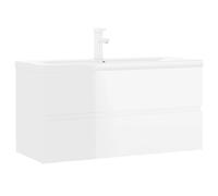 vidaXL Mobile con Lavabo Integrato Bianco Lucido in Legno Multistrato