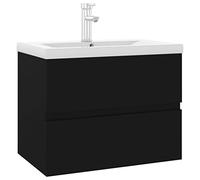 vidaXL Mobile Bagno con Lavabo Integrato Nero in Truciolato