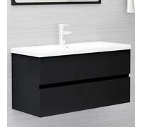 vidaXL Mobile da bagno con lavabo integrato Nero in legno multistrato