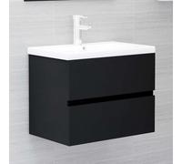 vidaXL Mobile Bagno con Lavabo Integrato Nero in Truciolato
