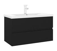 vidaXL Mobile con Lavabo Integrato Nero in Legno Multistrato