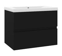 vidaXL Mobile Bagno con Lavabo Integrato Nero in Truciolato