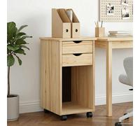 vidaXL Armadietto con rotelle, marrone, 34 x 39 x 65,5 cm, in legno di pino massiccio, minimalista, rettangolare, con grande rullo compatto, per casa e ufficio