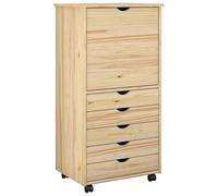 vidaXL Armadio a rotelle con ruote, marrone, 53 x 39 x 103 cm, in legno di pino massiccio, organizer per studi, rettangolare e minimalista, con ante, soluzioni intelligenti per ogni stanza