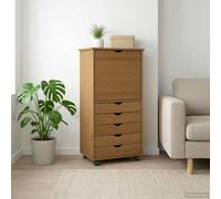 vidaXL Mobile con Ruote 53 x 39 x 103 cm Legno di Pino Massello