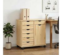 vidaXL Mobile con Ruote 63,5 x 39 x 65,5 cm Legno di Pino Massello