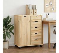 vidaXL Mobile con Ruote 63,5 x 39 x 79 cm Legno di Pino Massello
