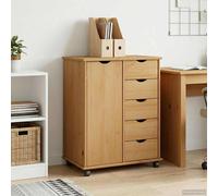 vidaXL Mobile con Ruote 63,5 x 39 x 79 cm Legno di Pino Massello