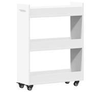 vidaXL Mobile con Ruote Bianco 60x22x79 cm in Legno Multistrato, Mobile con Ruote, armadietto, Mobile da Salotto, mobiletto, Mobile da Soggiorno
