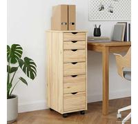 vidaXL Rolling Kast 34 x 39 x 93,5 cm Massief Vurenhout Bruin