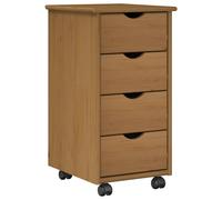 vidaXL Mobile con Ruote con ruota Marrone miele 34 x 39 x 65,5 cm