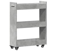 vidaXL Mobile con Ruote Grigio Cemento 60x22x79cm in Legno Multistrato