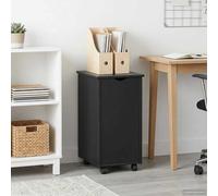 vidaXL Mobile con Ruote Nero 34 x 39 x 65,5 cm Legno di Pino Massello