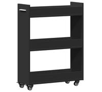 vidaXL Mobile con Ruote Nero 60x22x79 cm in Legno Multistrato