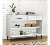 vidaXL Mobile Consolle Gambe Metallo Bianco Legno Massello Pino OSLO