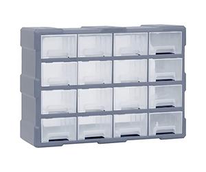 vidaXL Mobile Contenitore con 16 Cassetti Medi 52x16x37 cm