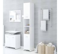 vidaXL Mobile da Bagno Bianco 30x30x183,5 cm in Legno Multistrato