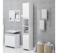 vidaXL Armadio da Bagno Dispensa Mobile Scaffale Scaffalatura Armadietto Mobiletto Arredo Pensile Arredamento Madia Bianco 30x30x183,5cm Truciolato